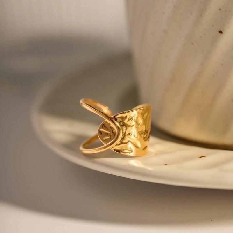Retro Geometric 304 Stainless Steel Plating Open Ring