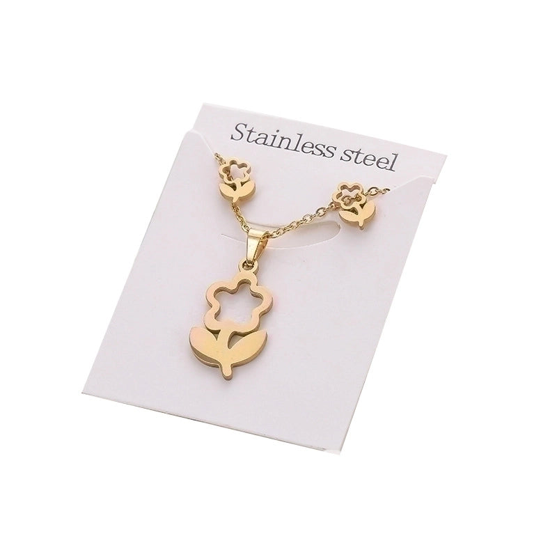 5 Pieces 2 Pieces Minimalist Star Cat Butterfly Stainless Steel Women's Jewelry Set