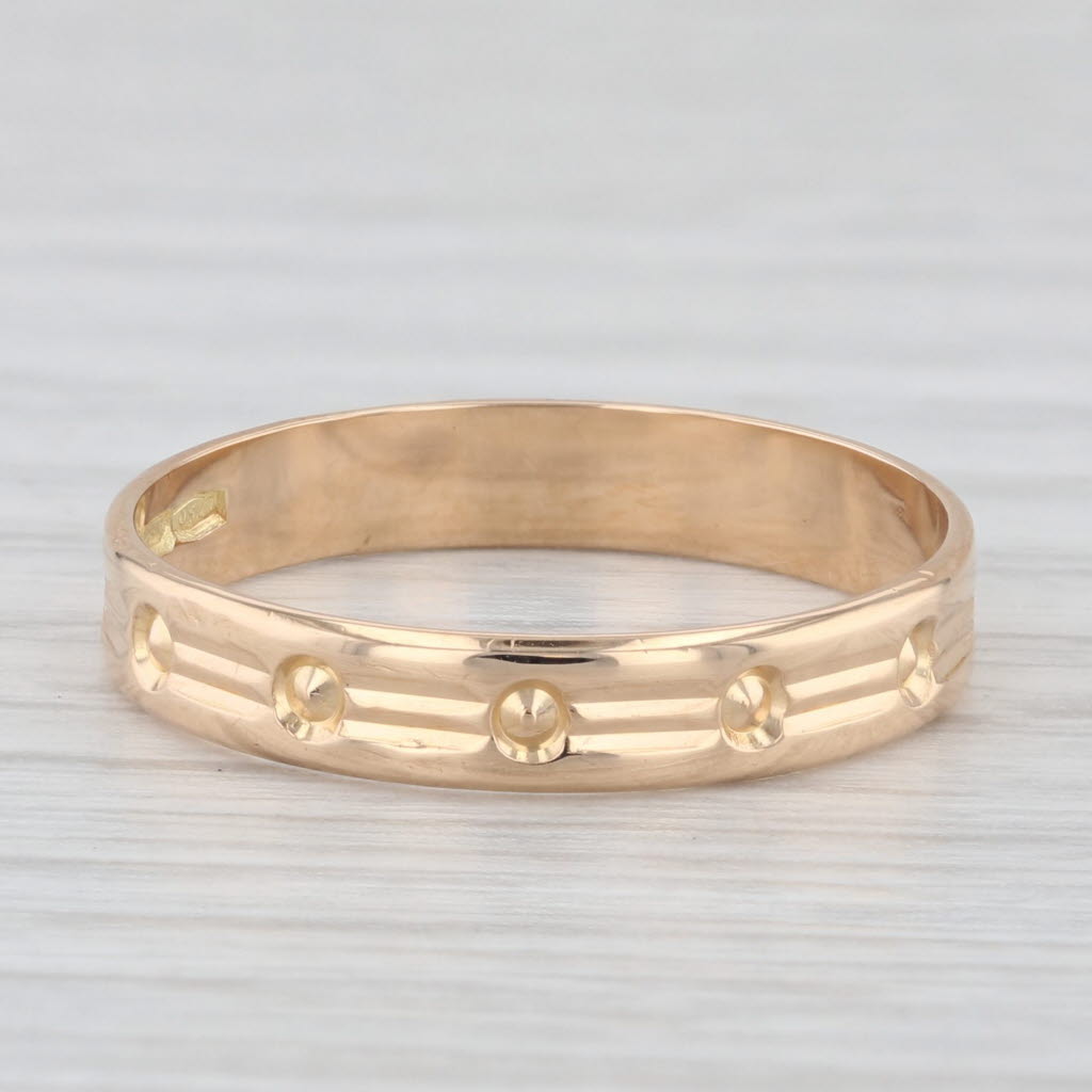 Vintage 18K Yellow Gold Etched Pattern Wedding Band Size 8.25 Ring