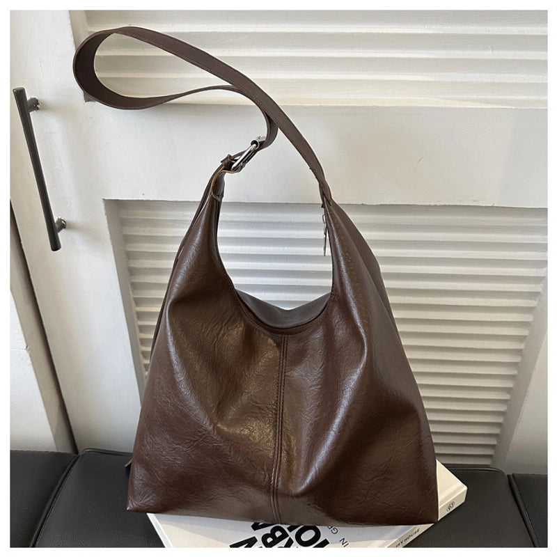 Women's Large Pu Leather Solid Color Streetwear Square Zipper Shoulder Bag