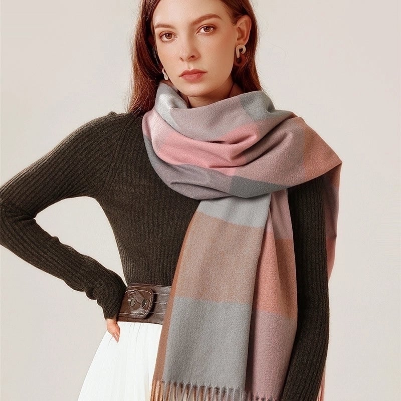 Women's Minimalist Color Block Polyester Printing Scarf