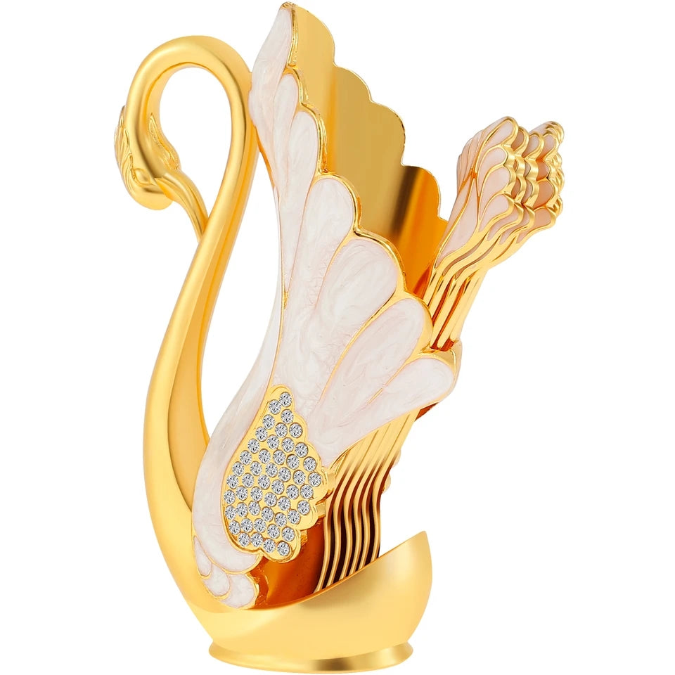 6 PIECES SWAN DESSERT SPOON SET