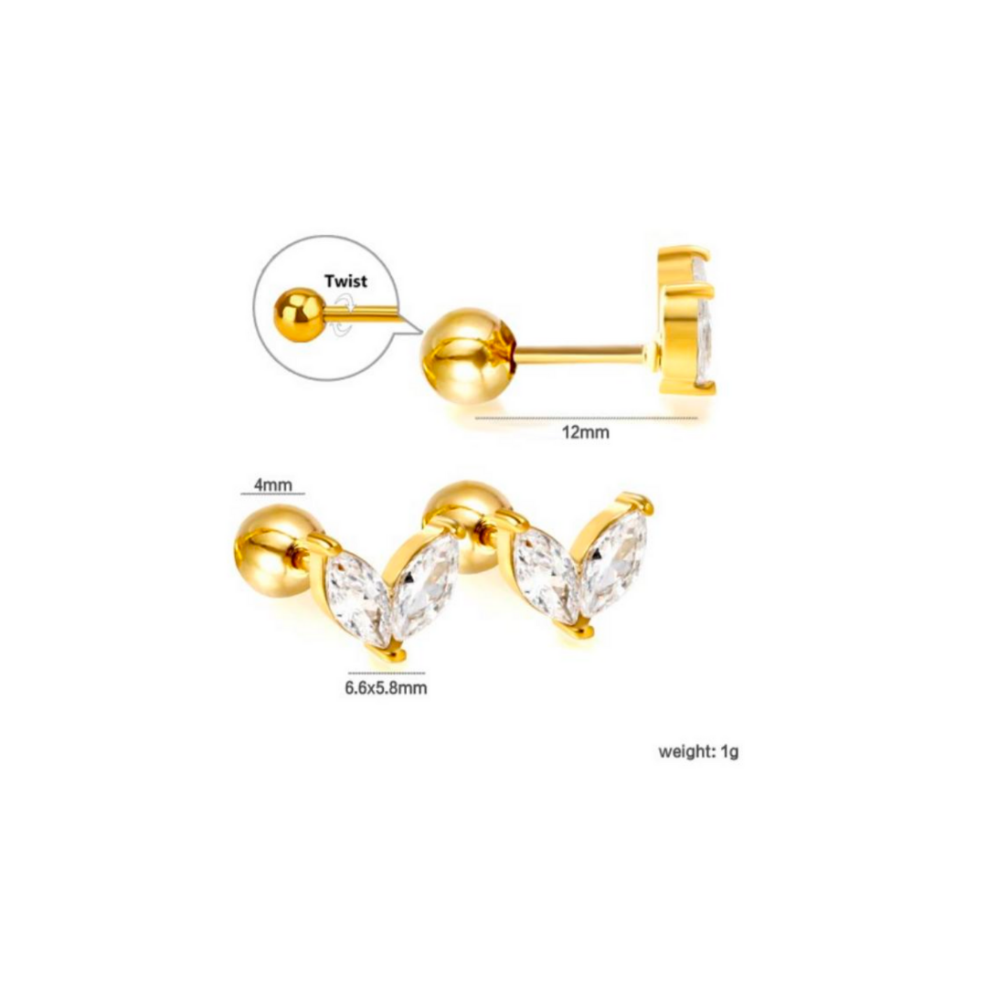 Diamond style leaf studs - Gold