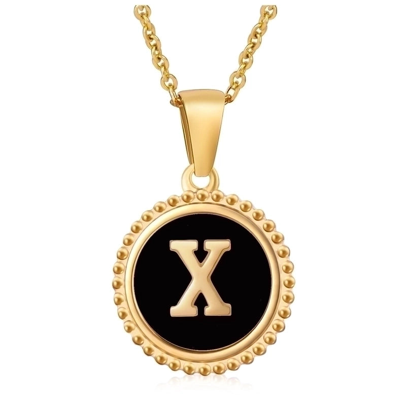 Fashion Round Letter 304 Stainless Steel 18K Gold Plated Enamel Gold Plated Pendant Necklace