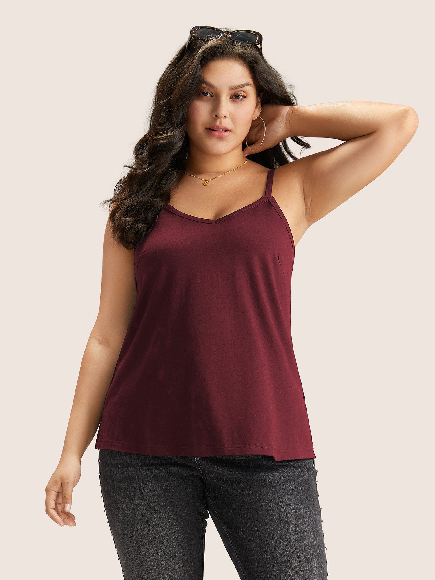 Cotton Plain Adjustable Straps Cami Top