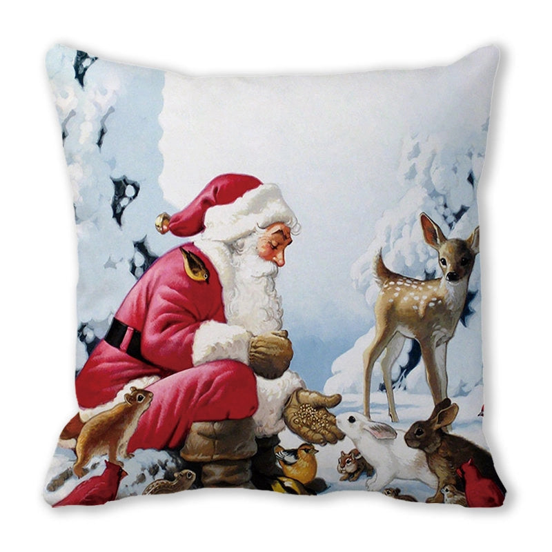 Christmas Pastoral Santa Claus Chemical Fiber Pillow Cases Couch & Sofa Decor