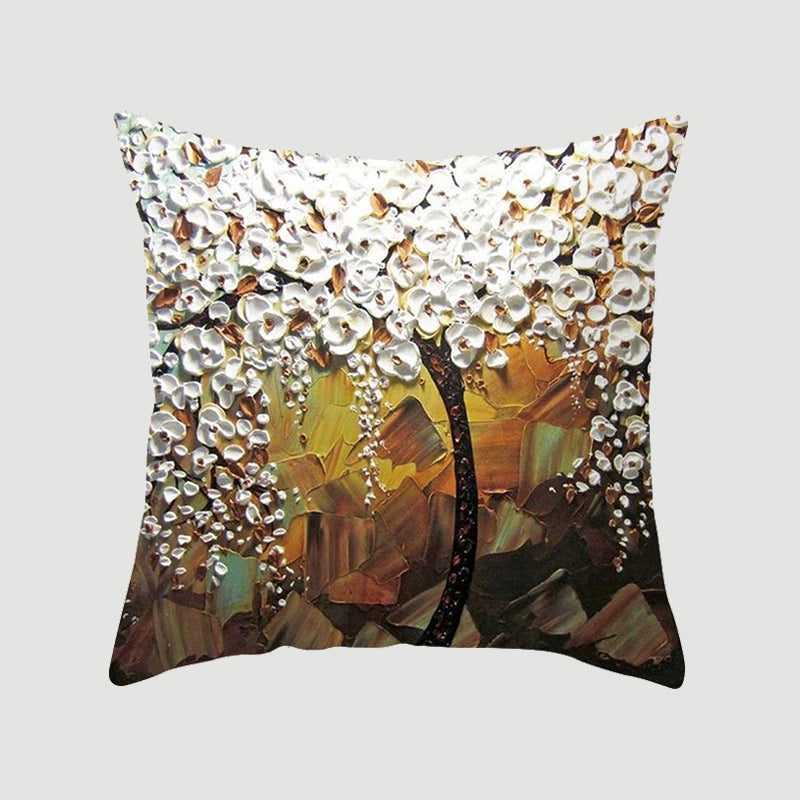 Modern Style Pastoral Letter Plant Linen Pillow Cases Couch & Sofa Decor