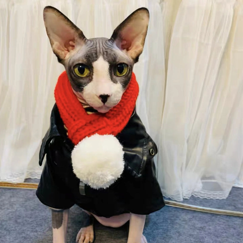 Fashion Yarn Christmas Color Block Pet Scarf