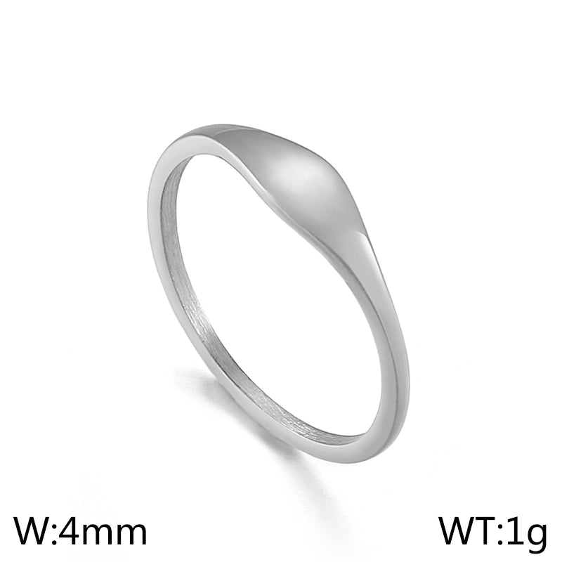 Minimalist Geometric Titanium Steel 18K Gold Plated Plating Rings