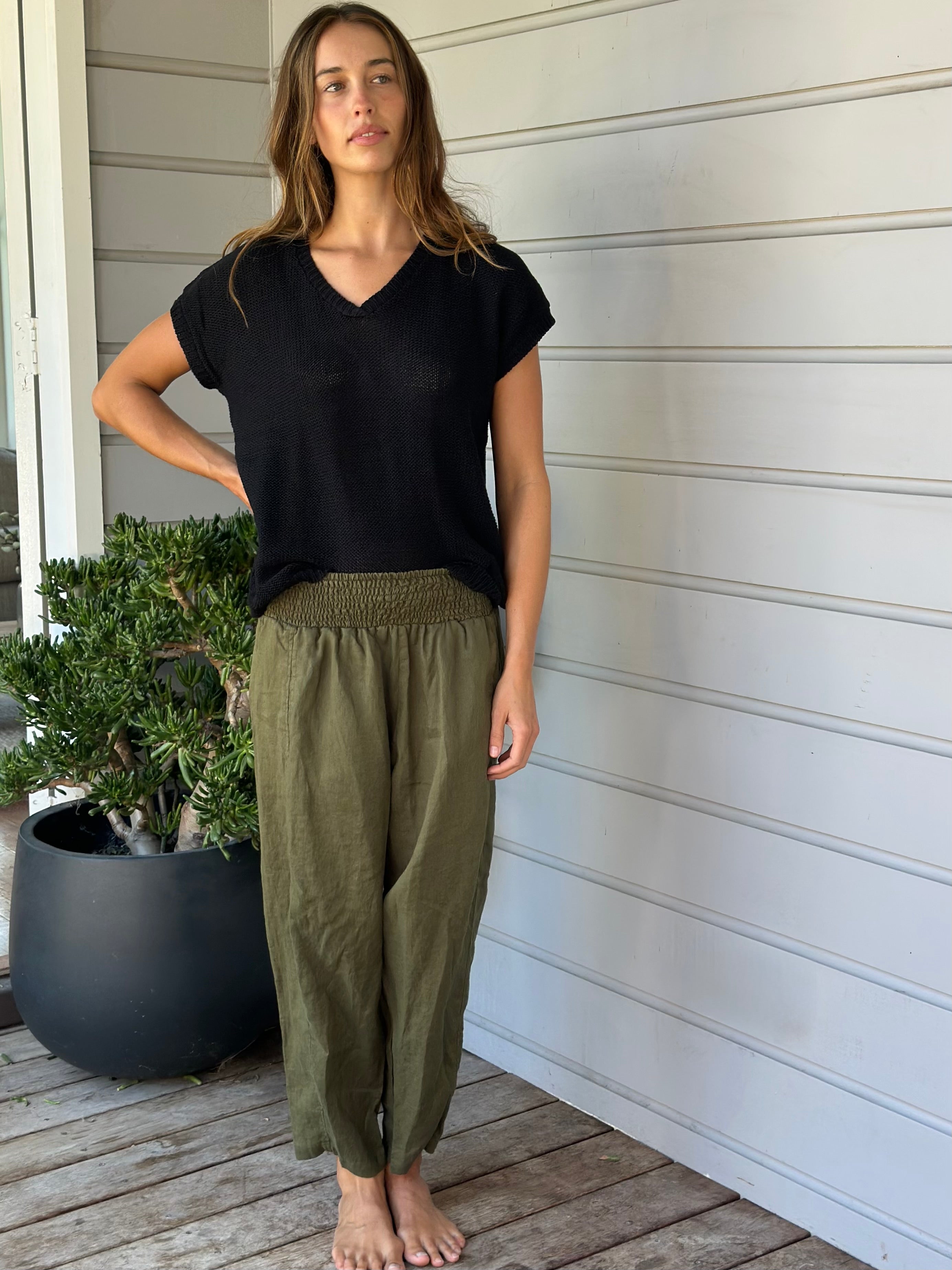frankie pants - army linen