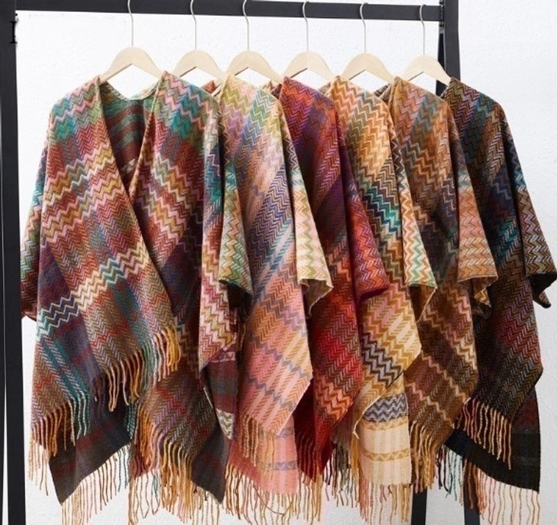 Women's Streetwear Color Block Imitation Cashmere Tassel Shawl