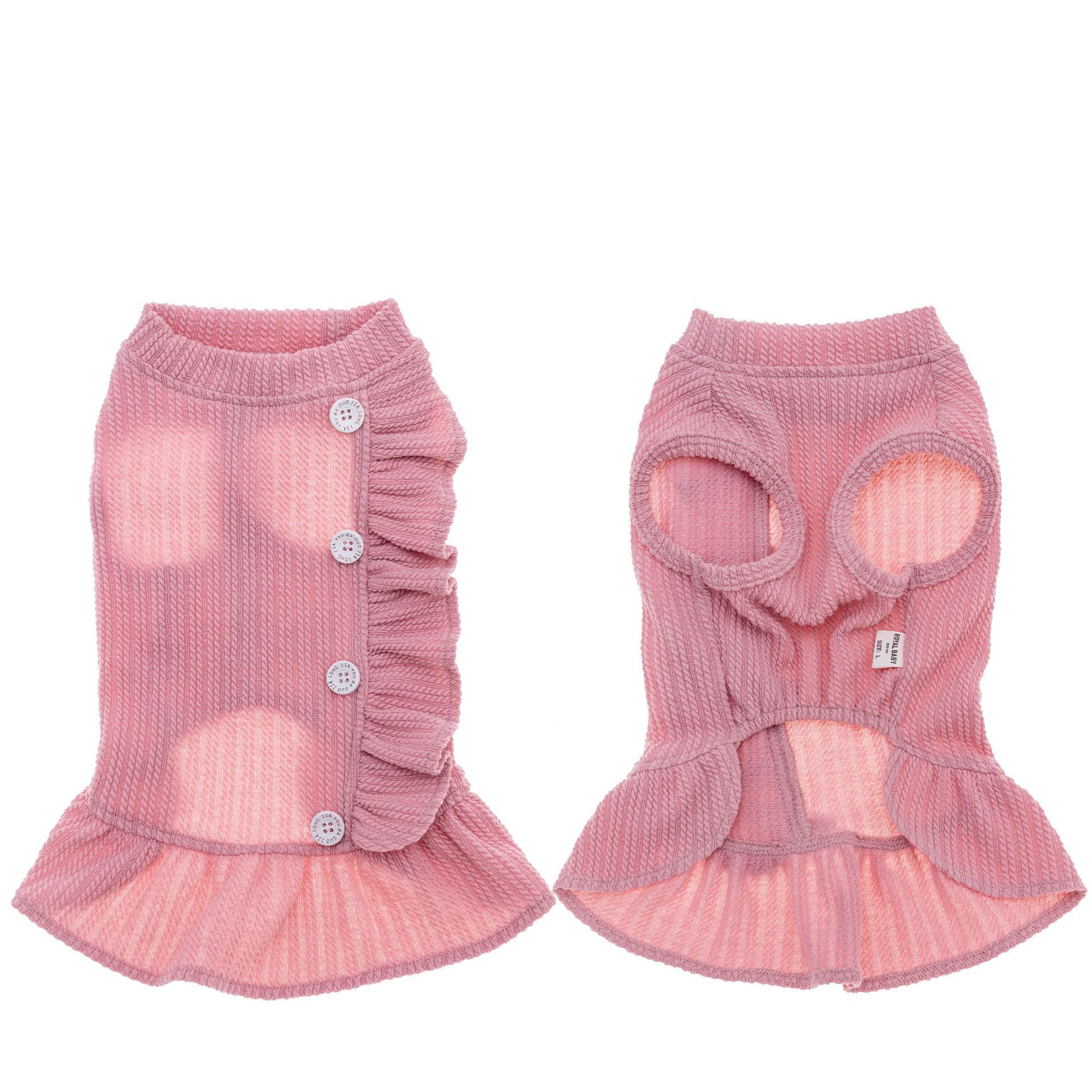 Buttoned Ruffled Knitted Dog Cat Dress