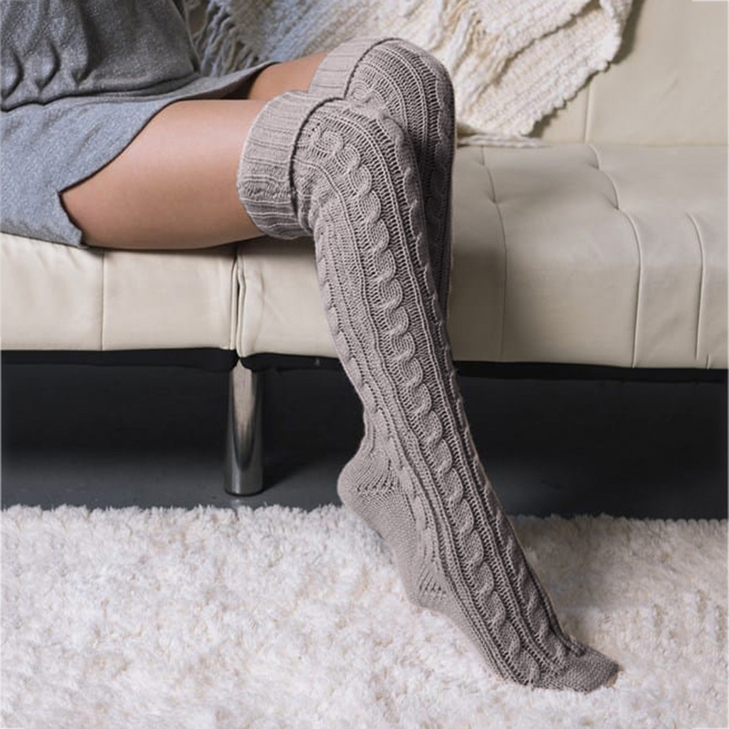 Twist Mid-Length Over The Knee Pile Wool Socks