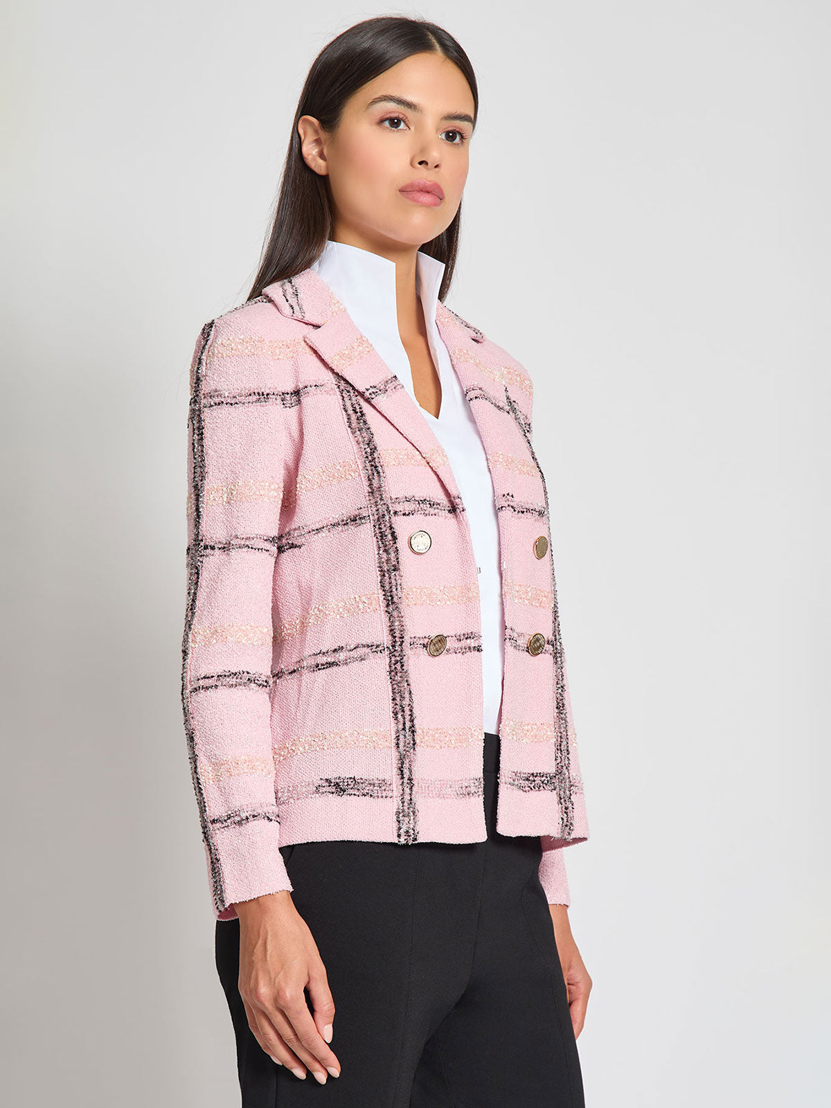 Tailored Plaid Knit Jacket - Vanity Fit