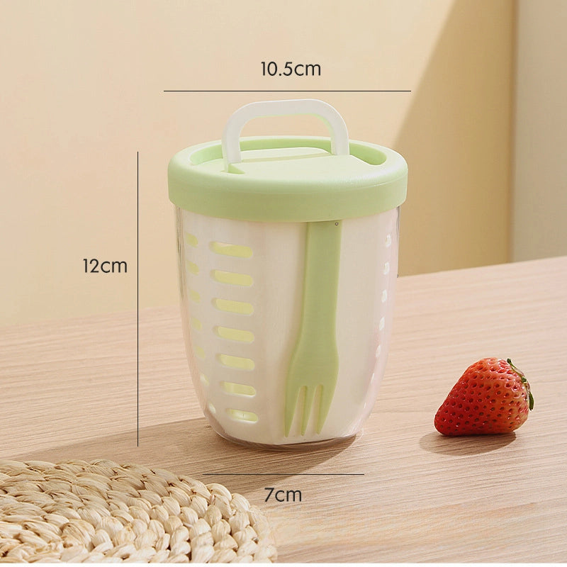 Leachable Fruit Cup With Fork Portable Picnic Box Large Capacity Storage Poke Plastic Cup Sealed Leakproof Salad Box