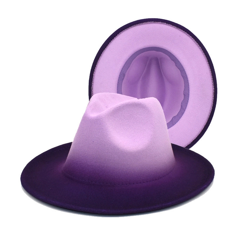 Color Matching New Gradient Jazz Hat Women's Fashion Woolen Hat Hat Men's Outdoor Sun Hat