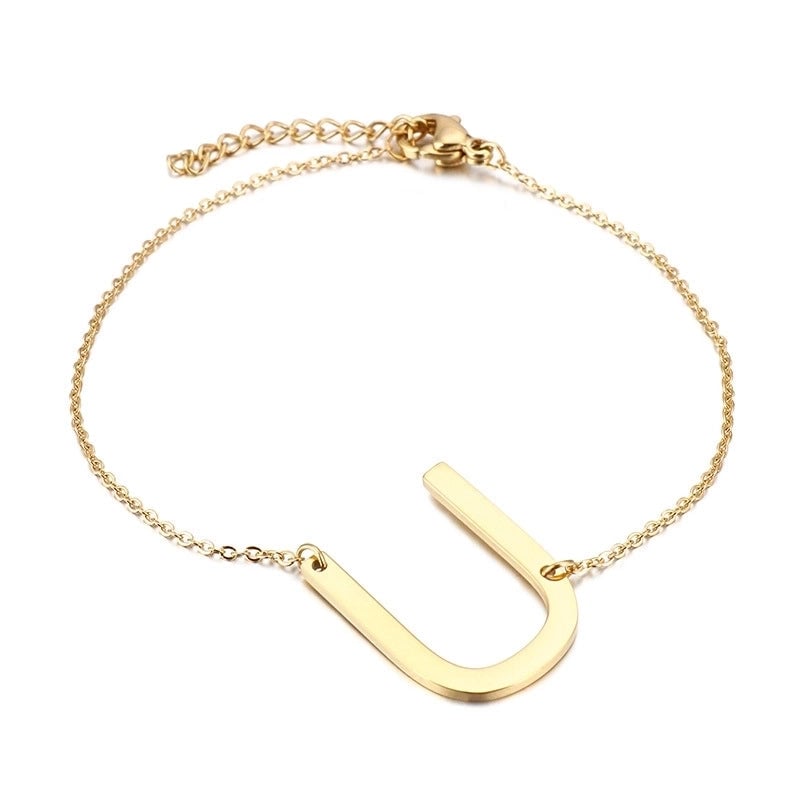 Fashion Letter Titanium Steel 18K Gold Plated Bracelets In Bulk