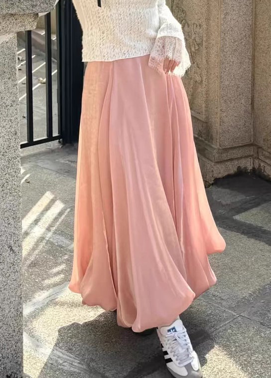 Women Pink Solid High Waist Skirts Summer