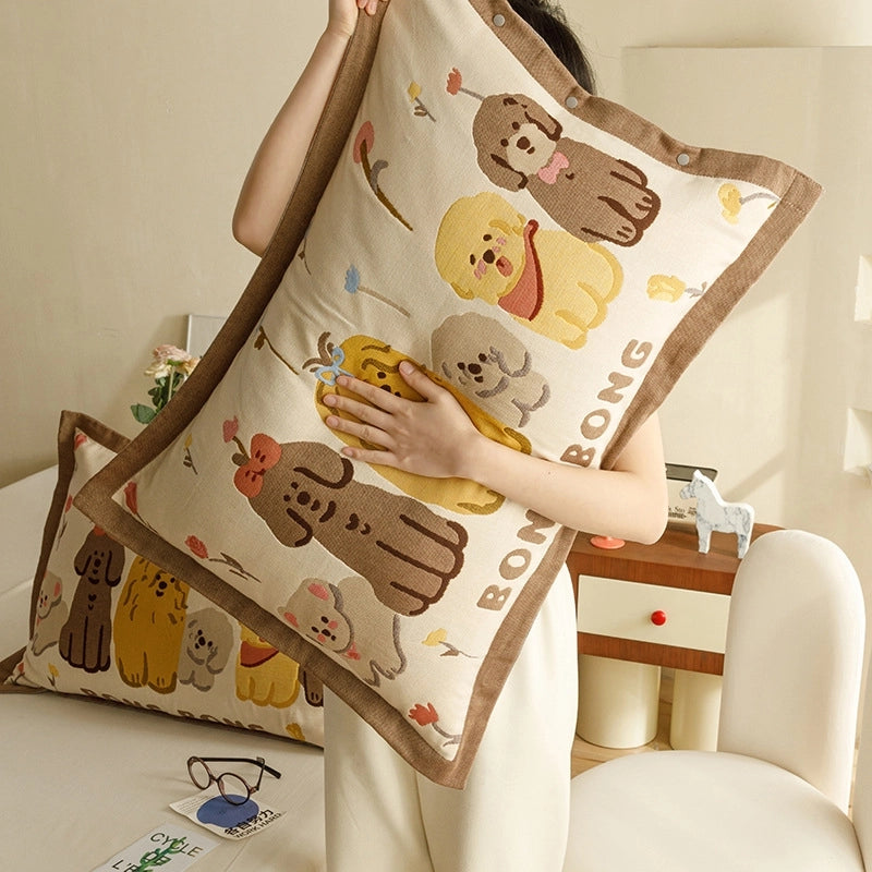 Cute Animal Letter Lattice Cotton Pillow Cases Couch & Sofa Decor