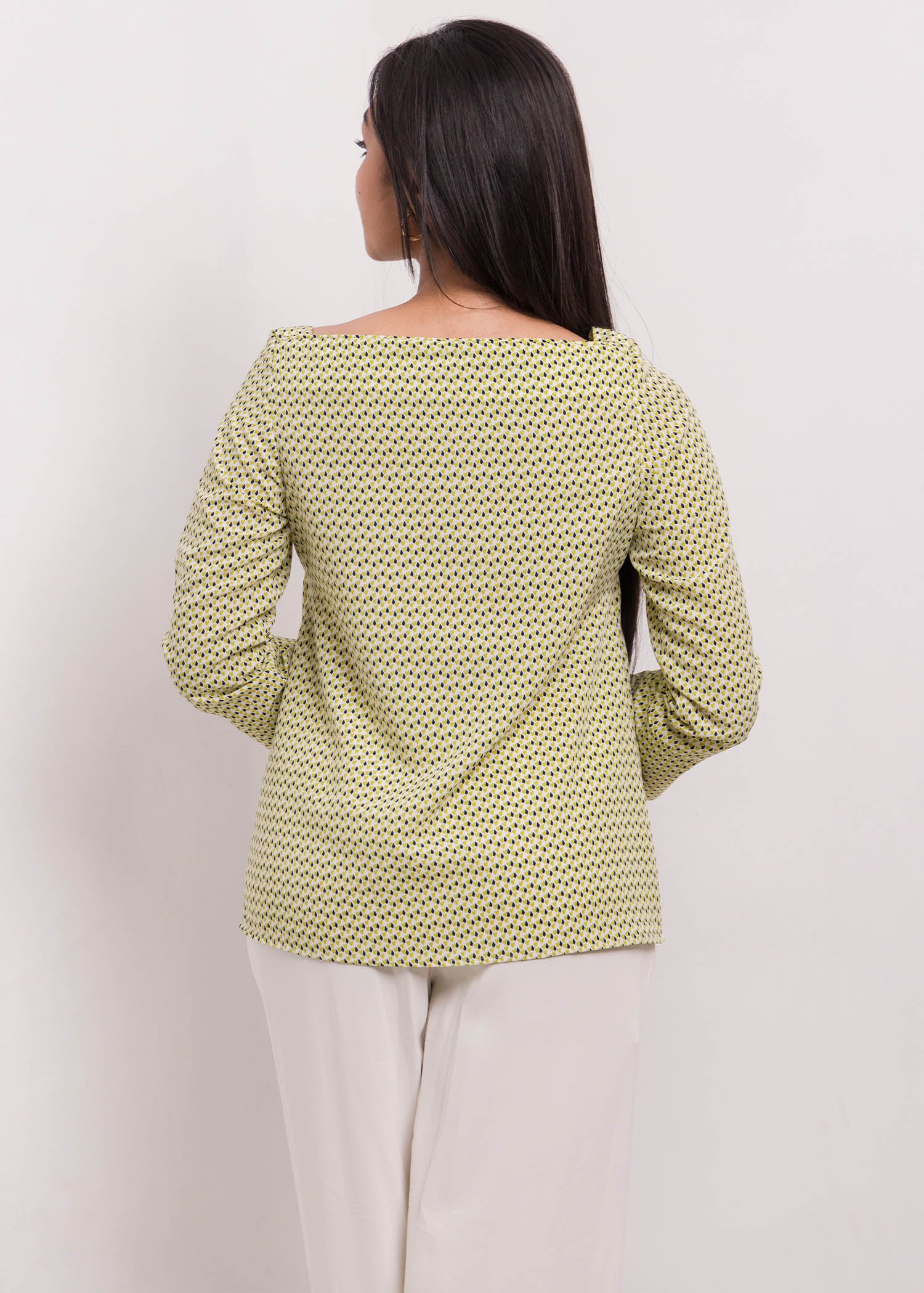 Long Sleeve Blouse With Square Neck