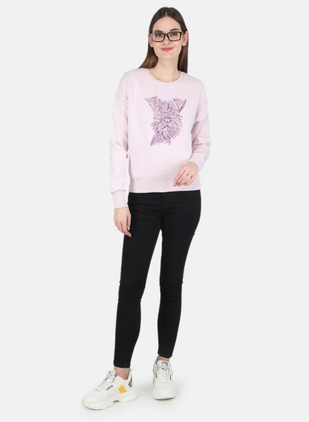 Women Purple Printed Sweatshirt