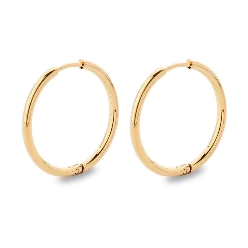 Minimalist Solid Color Stainless Steel Hoop Earrings 1 Pair