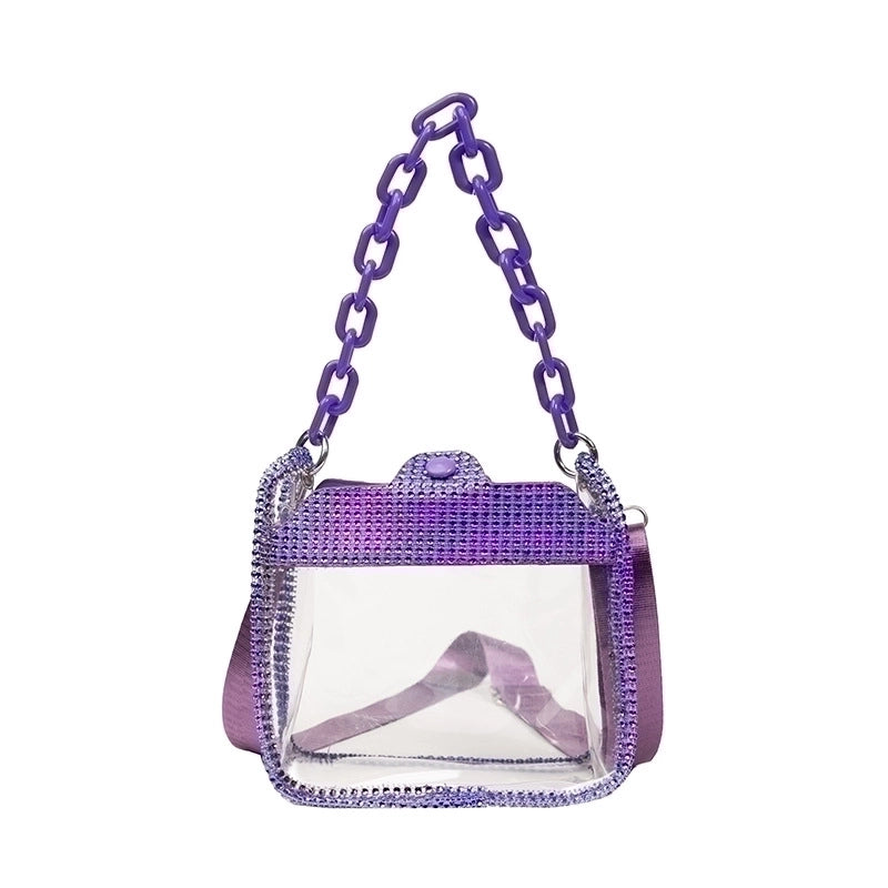 Women's Small Pvc Solid Color Streetwear Square Magnetic Buckle Shoulder Bag