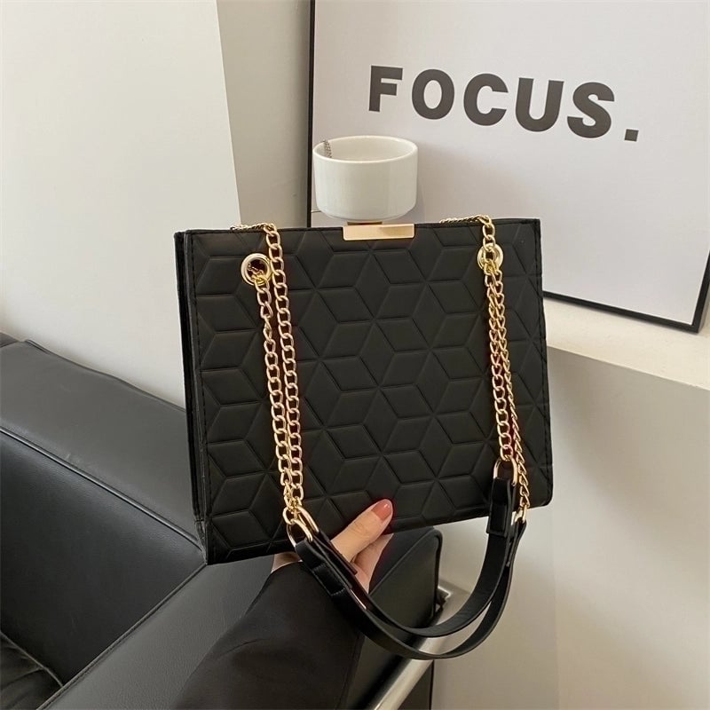 Women's Pu Leather Solid Color Classic Style Zipper Tote Bag