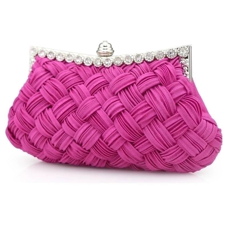 White Red Purple Polyester Solid Color Rhinestone Dumpling Shape Evening Bags