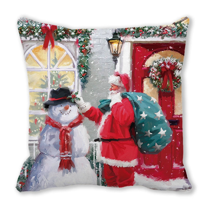 Christmas Pastoral Santa Claus Chemical Fiber Pillow Cases Couch & Sofa Decor