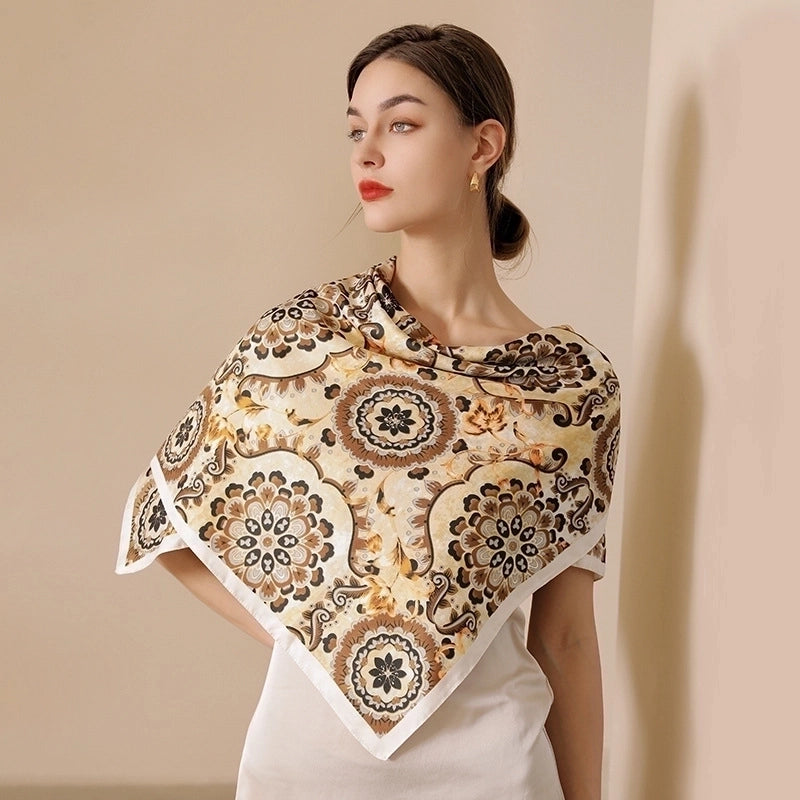 Women's Fashion Leopard Satin Printing Silk Scarves