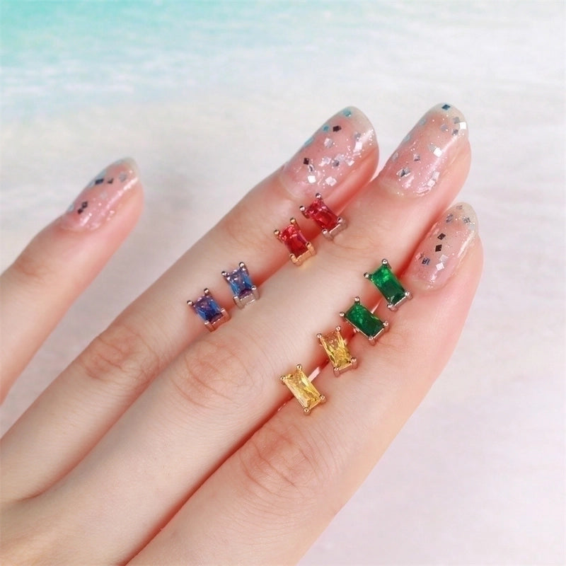 Ear Cartilage Rings & Studs Minimalist Geometric Brass Gem