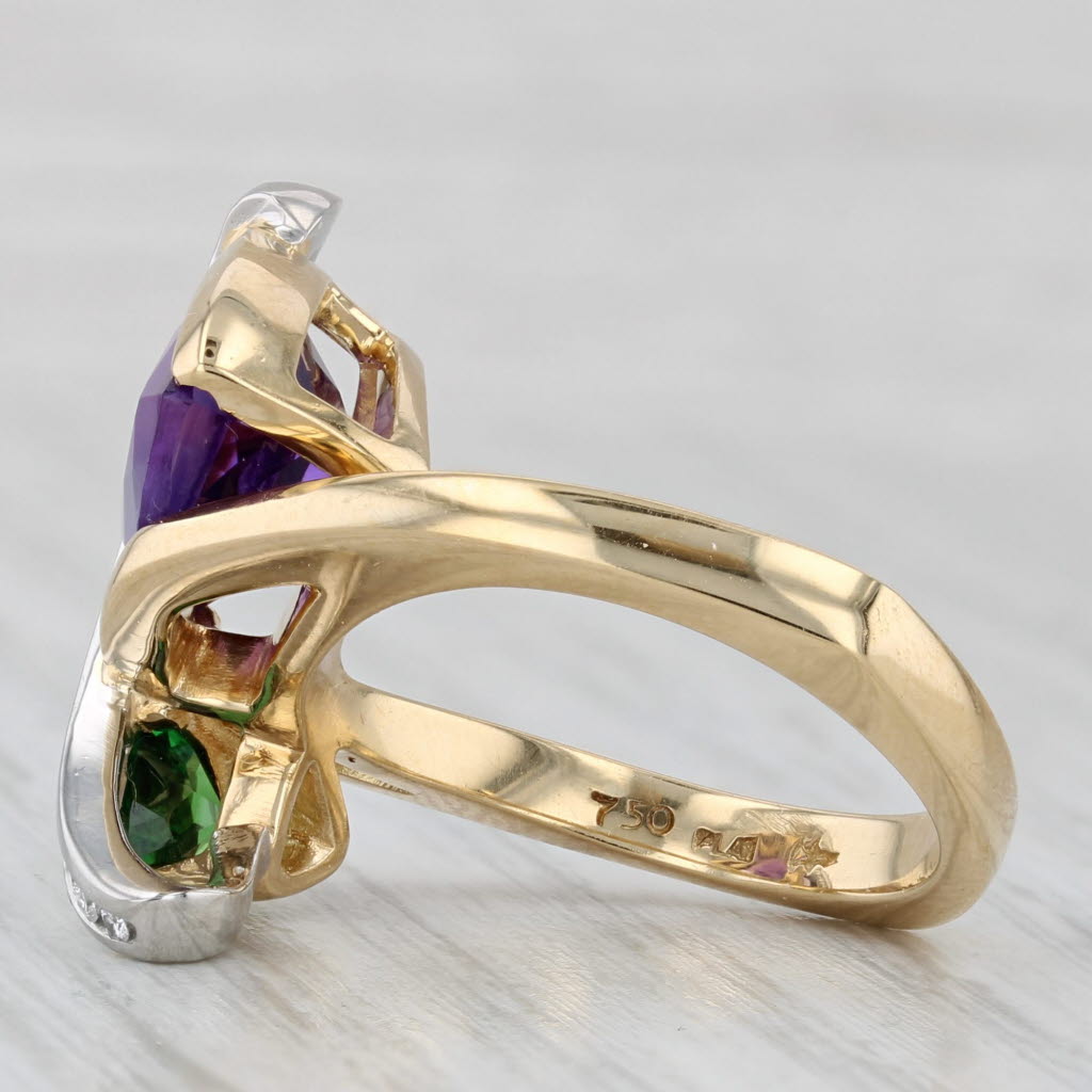 Krementz 3.32ctw Amethyst Chrome Diopside Ring 18k Yellow Gold Platinum Size 7