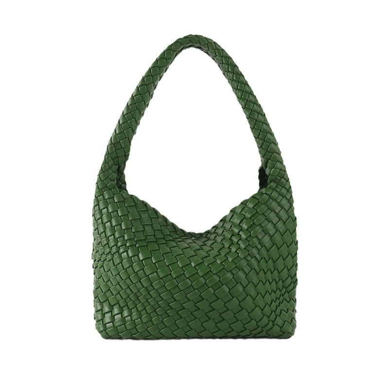 Women's Medium Pu Leather Solid Color Classic Style Streetwear Weave Square Magnetic Buckle Underarm Bag