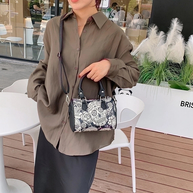 Halloween Women's Medium Pu Leather Skull Elegant Basic Classic Style Zipper Shoulder Bag Handbag Crossbody Bag