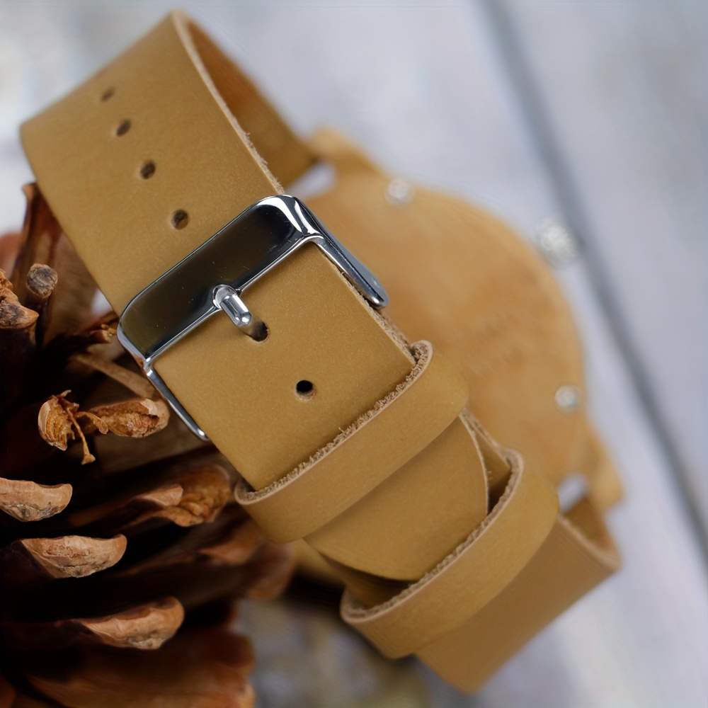 Carbonized Bamboo Men's Calf Belt Red Dial Wrist Watch Men's Accessories