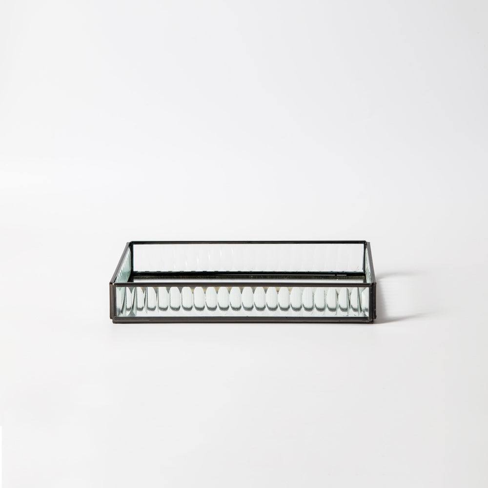 Fluted Glass Tray Medium - Gunmetal