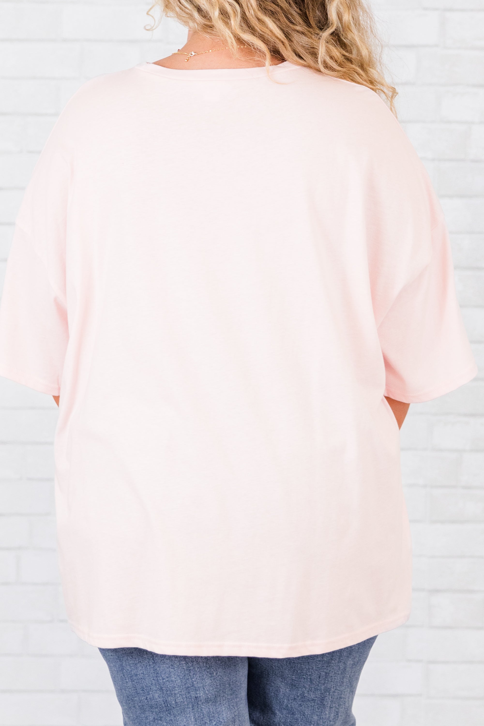 Weekend Club Boyfriend Tee. Cream Pink