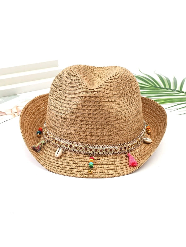Women's Vacation Classic Style Geometric Curved Eaves Sun Hat Straw Hat