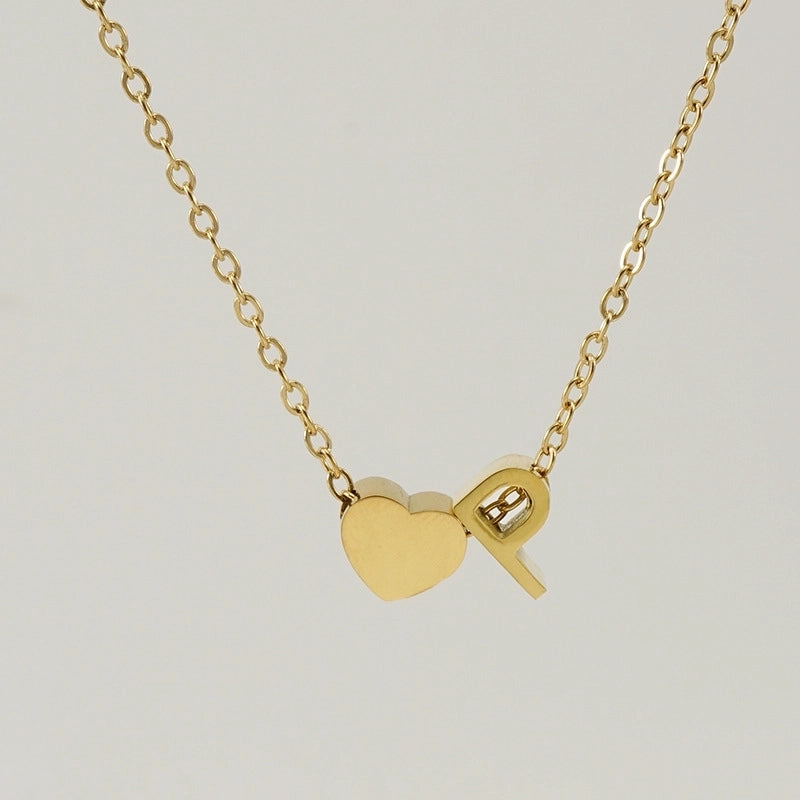 Fashion Letter Heart Shape 304 Stainless Steel 18K Gold Plated Gold Plated Stainless Steel Necklaces