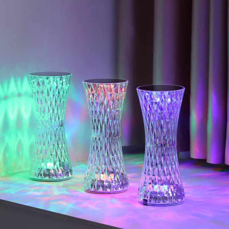 Luxury Table Lamp. USB Rechargeable Crystal Projector Desk Lamp. Acrylic Decor