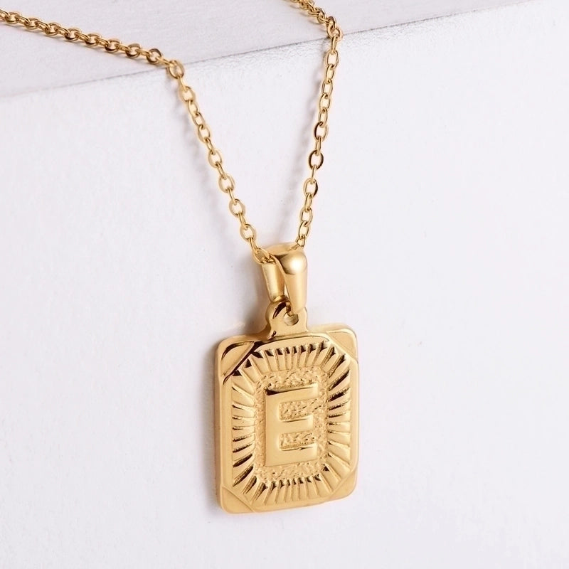 304 Stainless Steel 18K Gold Plated Minimalist Plating Letter No Inlaid Pendant Necklace