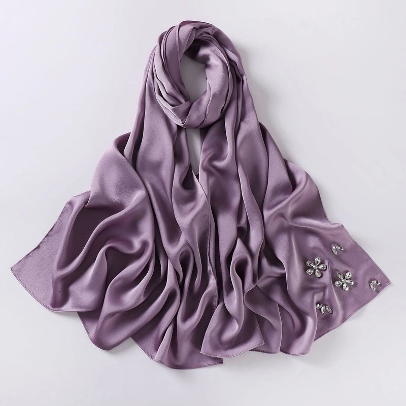 Women's Minimalist Solid Color Flower Chiffon Diamond Kerchief
