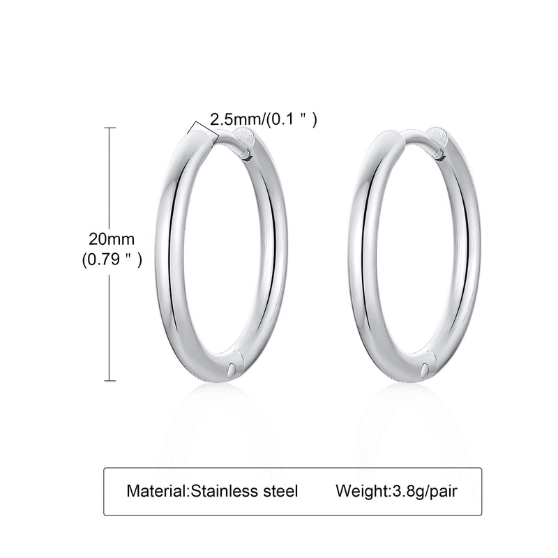 1 Pair Minimalist Solid Color Plating 304 Stainless Steel Hoop Earrings