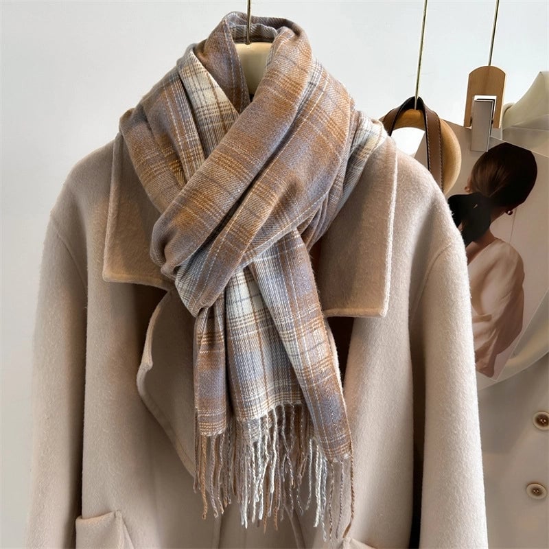 Women's Business Classic Style Color Block Imitation Cashmere Scarf