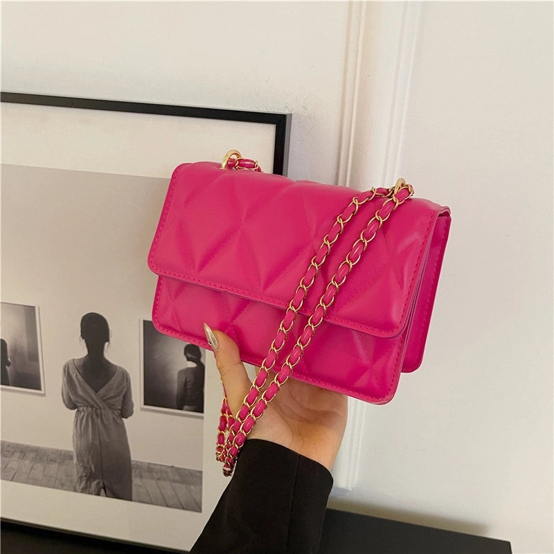 Women's Medium Pu Leather Solid Color Lingge Vintage Style Classic Style Flip Cover Crossbody Bag