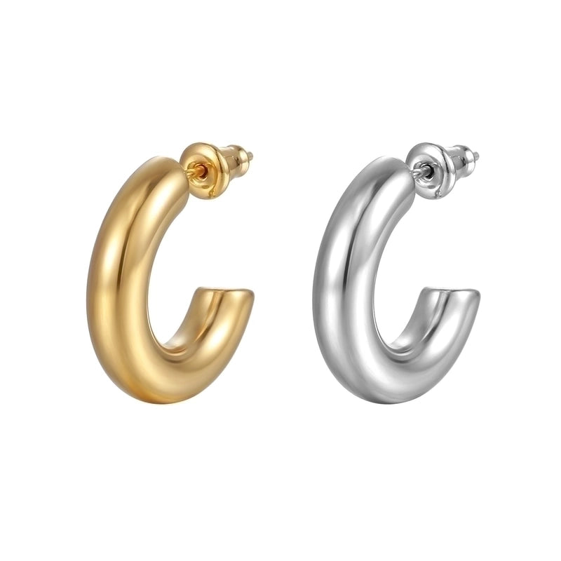1 Pair Fashion C Shape Plating 201 Stainless Steel 18K Gold Plated Ear Studs