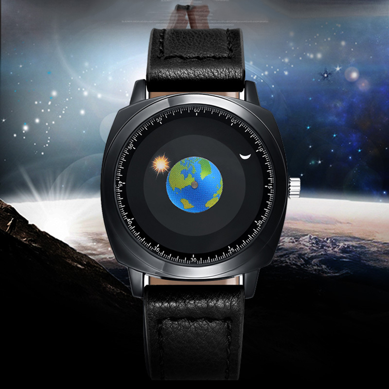 Fashion Cool Creative Rotating Earth Watch Silicone Leather Quartz Sports Men's Watch