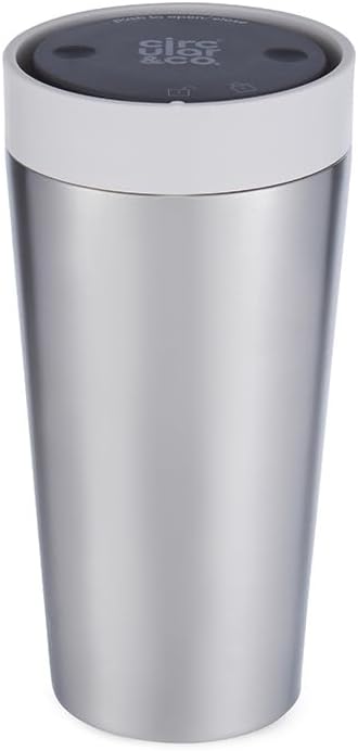 Circular & Co Thermal Stainless Steel Travel Mug - 8oz/227ml - Insulated Reusable Coffee Cup - 100% Leakproof & Lockable - 6 Hours Hot/Cold - Push Top, One Hand Open, 360 Drinking Coffee Tumbler