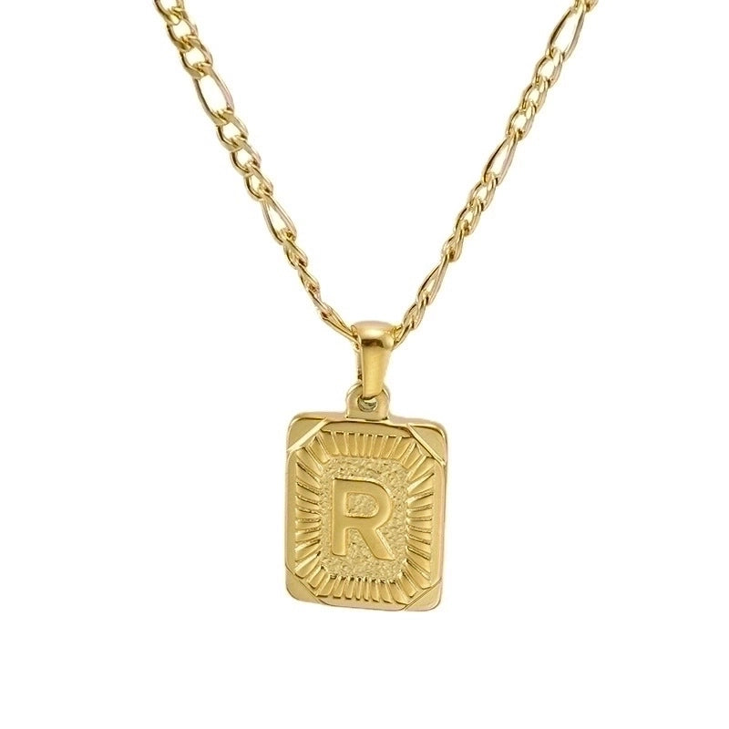 Fashion Letter Rectangle 304 Stainless Steel Titanium Steel 18K Gold Plated Gold Plated Pendant Necklace